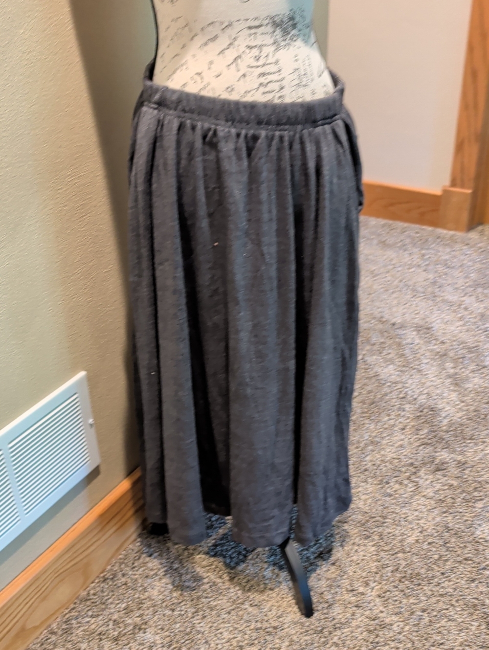 Woman Within Charcoal Gray Gathered Maxi Skirt